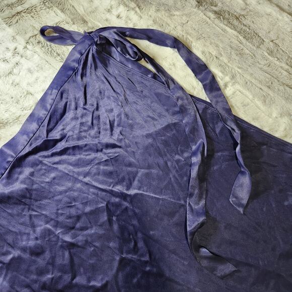 NWT Anthropologie Navy Blue Viscose Asymmetrical Wrap Tie Waist Midi Skirt - XL - Picture 3 of 12